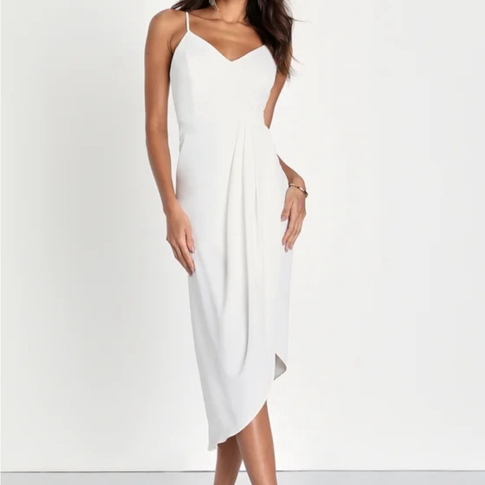 Lulus Reinette White Midi Dress Size Medium
